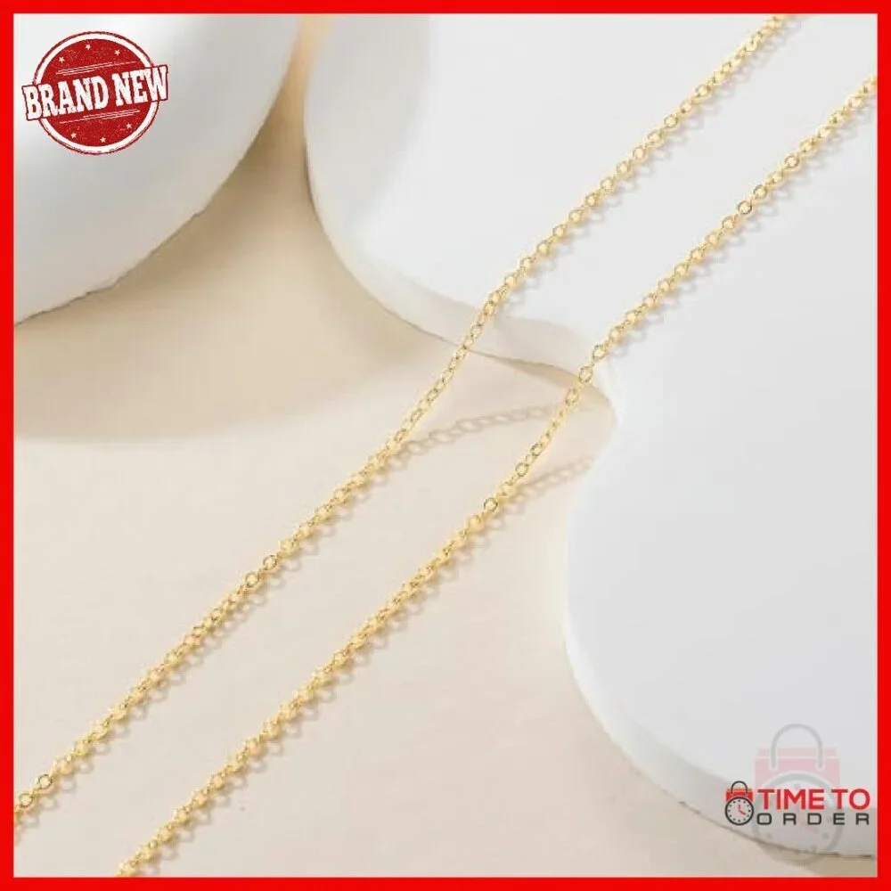 14K Gold Plated Dainty Cable Chain Necklace 16-24in Thin